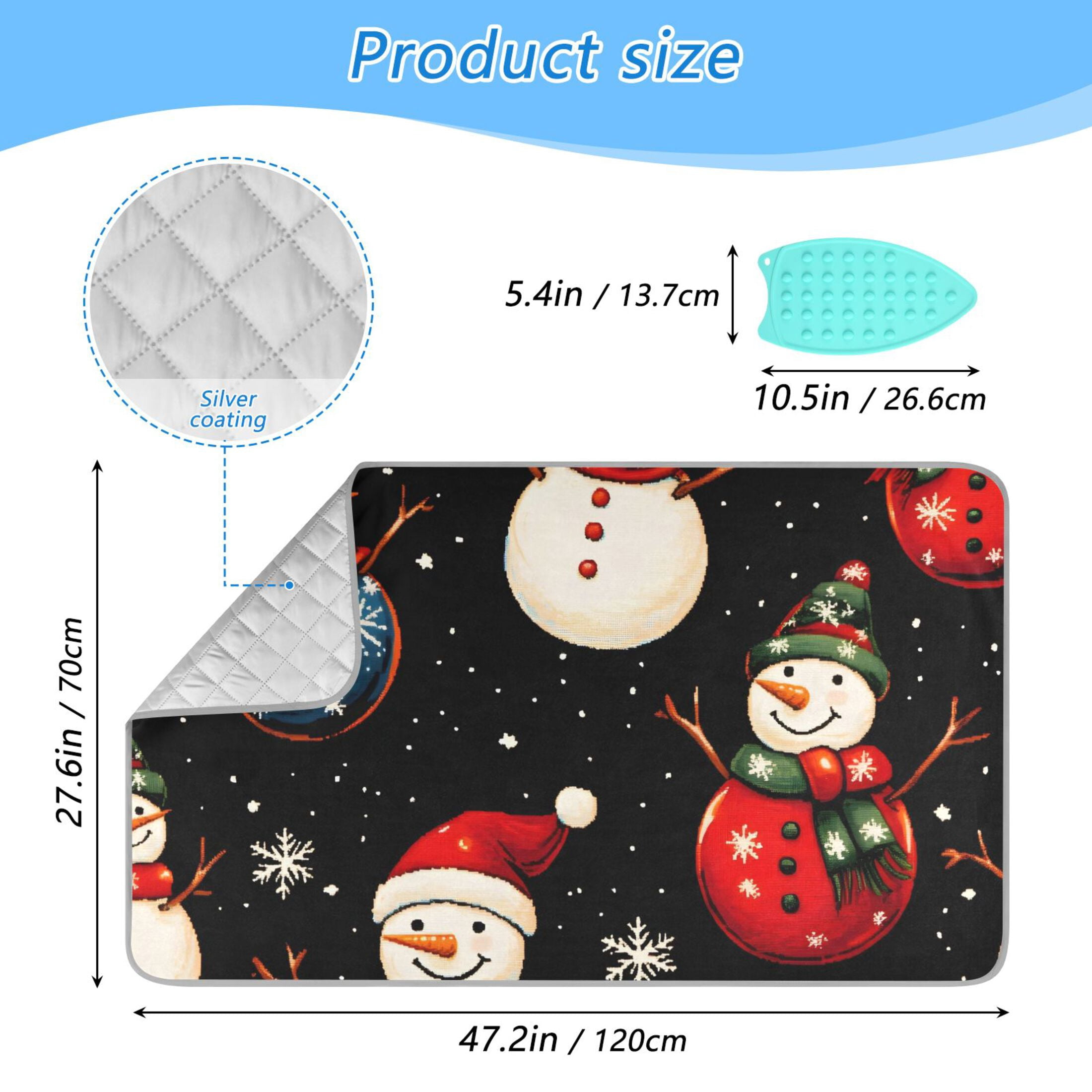 Colorful Snowman Ironing Mat Blanket for Table Top Travel Portable Ironing Board Pad 47.2x27.6 Inch