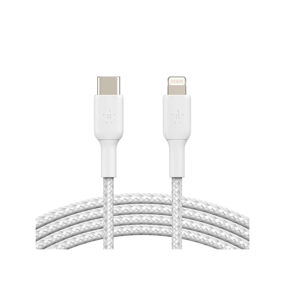 Belkin BoostCharge 3.28' USB Type C to Lightning Cable, White, 1 Pack