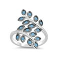 thumbnail image 1 of Simulated Turquoise Fern Leaves Ring Two Tone Sterling Silver, 1 of 3
