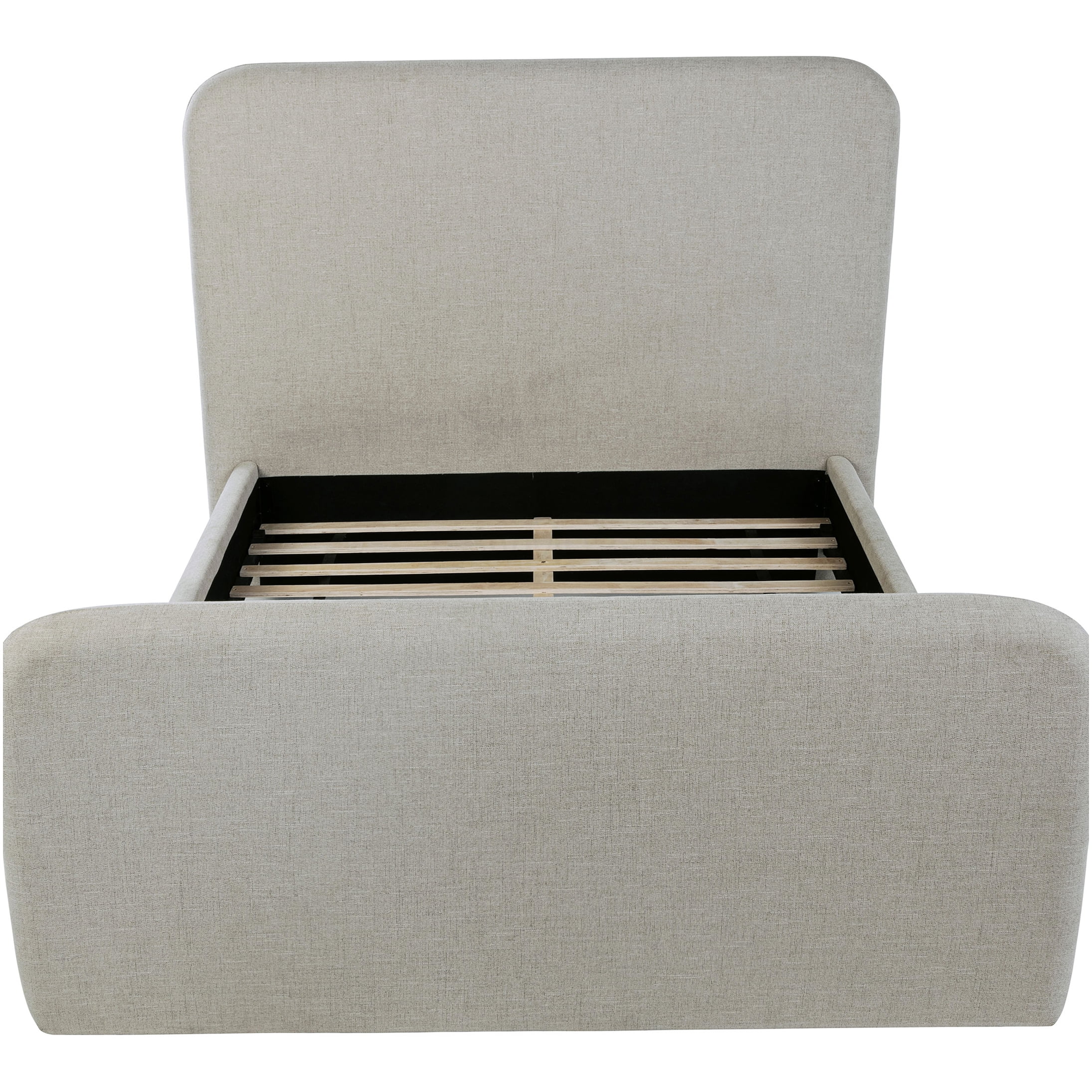 Modern Gray Upholstered Queen Platform Bed with Storage, Fabric Panel Bed Frame, No Box Spring Needed