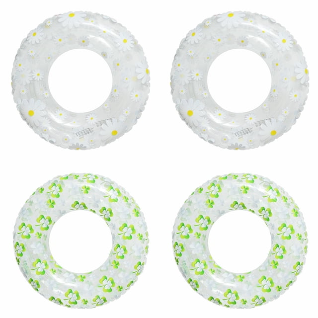 WUSUOWEI 4PCS Inflatable Swimming Rings with Glitter,Cute Pool Float Tube Decorations,Transparent Swimming Rings,31.5 Inch,Water Floats for Summer Pool Party Beach Photos,Decoration