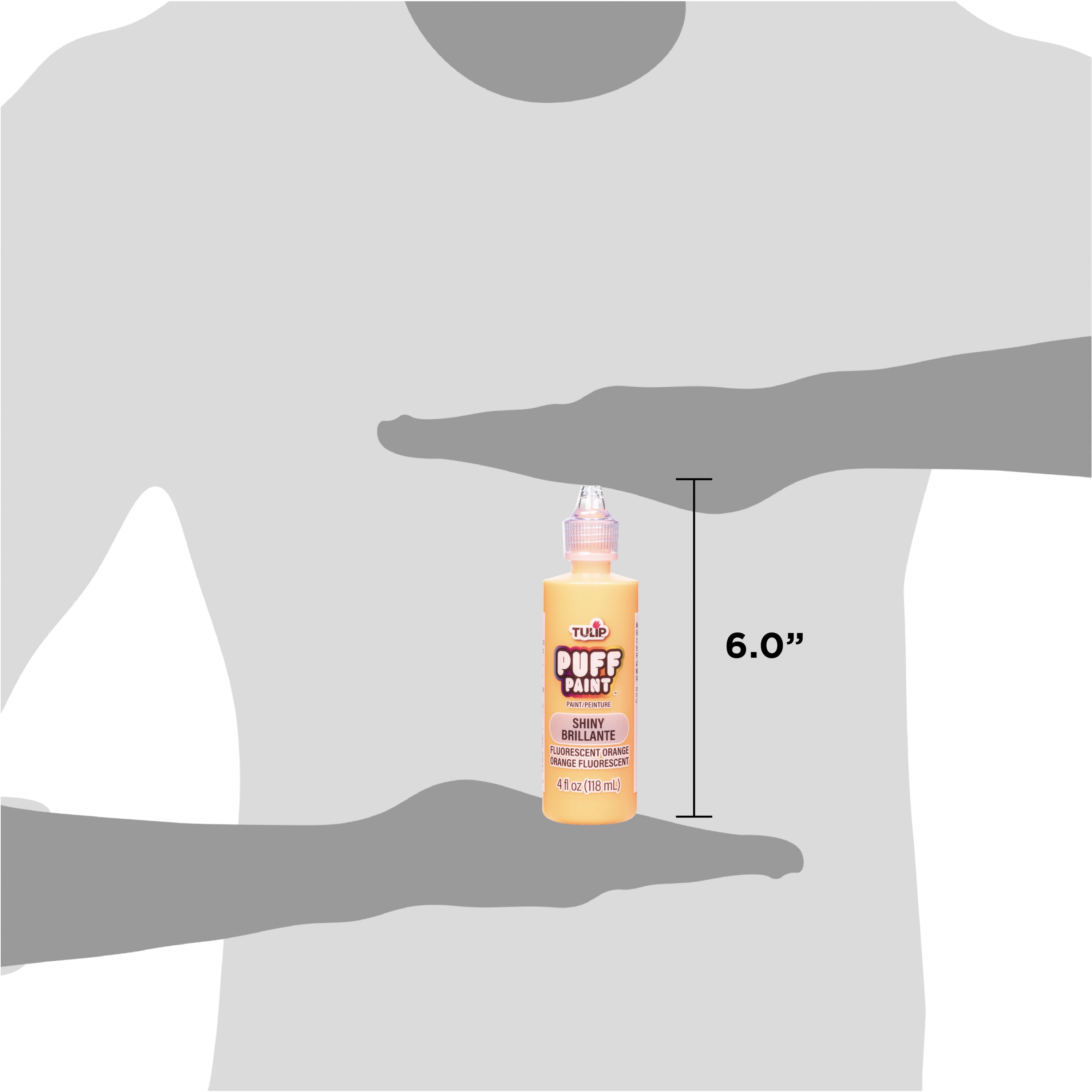 (2 pack) Tulip Puff Fabric Paint, Shiny Fluorescent Orange, 4 fl oz, Liquid Gel