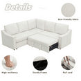 thumbnail image 4 of L-shaped Sofa with Pull-out Sofa Bed, Corner Sofa, Sleeper Sofa Bed, Corner Seat for Two with Broaching Sofa,Rivet DeChenille for Living Room, 4 of 16