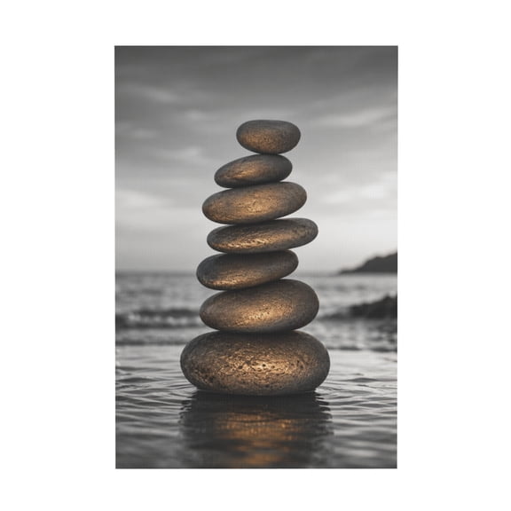 Black and White Gold Seascape Sunset Ocean Canvas Wall Art for Living Room Bedroom Bathroom Home Decoration 12*18in