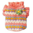 thumbnail image 2 of Cute Floral Cat Sweater, Winter Warm Knitted Pet Clothes with 3D Flowers 1 Pack, Cozy Colorful Stripes Pullover for Indoor Cats, Soft Holiday Outfit Size L, 2 of 6