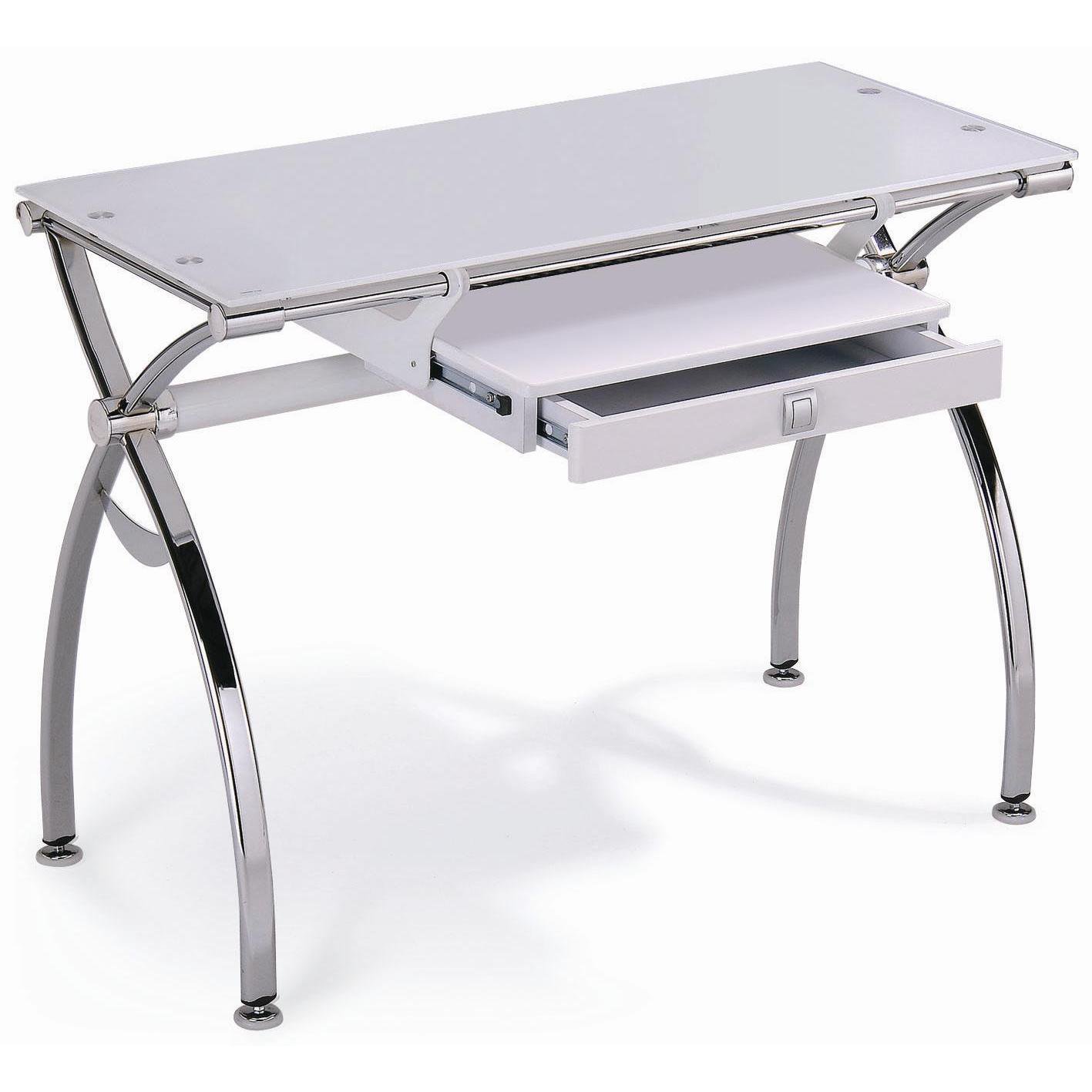 New Spec Inc White Tempered Glass Desk With Chrome Legs Walmart Com Walmart Com