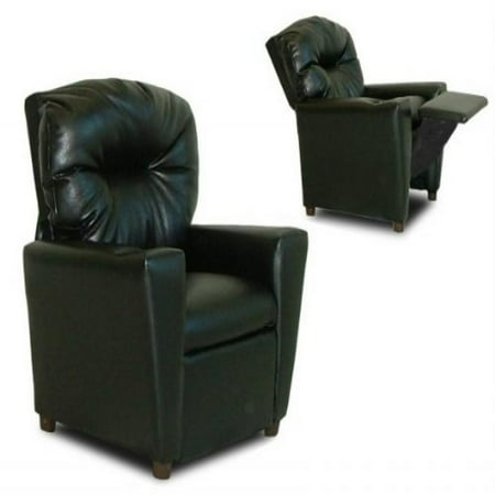 Child Recliner Chair with Cup Holder (Black Faux Leather) (27