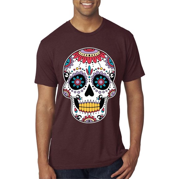 Wild Bobby Day Of The Dead Sugar Skull Pop Culture Men Premium Tri Blend Tee, Cardinal, Small