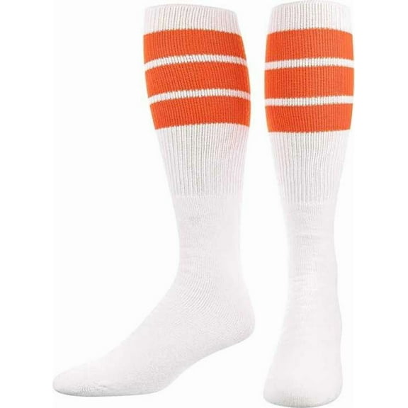 TCK Retro 3 Stripe Tube Socks (Orange, Small)