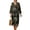 Flower Pattern Golden Black, variant on Ink Painting Mountain House Tiger Print Women's Tunic Dress 3/4 Sleeve V-Neck Loose Fit Midi Linen-Like Dress Lightweight Breathable Beach Casual Sundress, 3XL