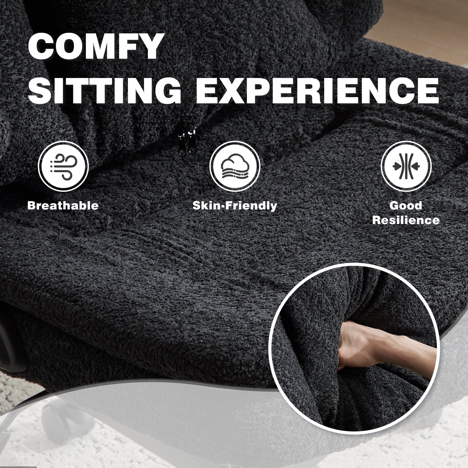 Wide Criss Cross Chair with Flip Up Back Cushion and Arms, Ergonomic Cross Legged Office Chair with Dynamic Lumbar Support, Upholstered Swivel Rolling Vanity Chair for Customized Comfort