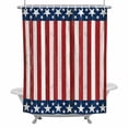 thumbnail image 2 of Independence Day Shower Curtain for Bathroom Decor, Retro Red Stripes Blue Stars Wood Grain Waterproof Fabric Shower Curtain, 72"x96" Set with 12 Hooks, 2 of 9