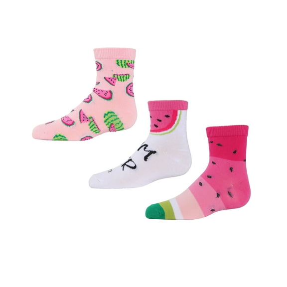 MeMoi Watermelon Cotton Blend Ankle Socks 3-Pack - Girls - Female, 7-8, Assorted C