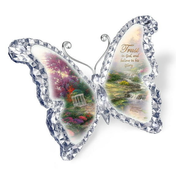 The Bradford Exchange Garden of Paradise Crystalline Butterfly Sculpture - TRUST by Thomas Kinkade 6-inches