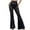 Black, variant on Fiaer Women's Yoga Flared Pants Mesh See Through Stretch Bell Bottoms Trousers Elastic High Waisted Solid Color Slacks White XL
