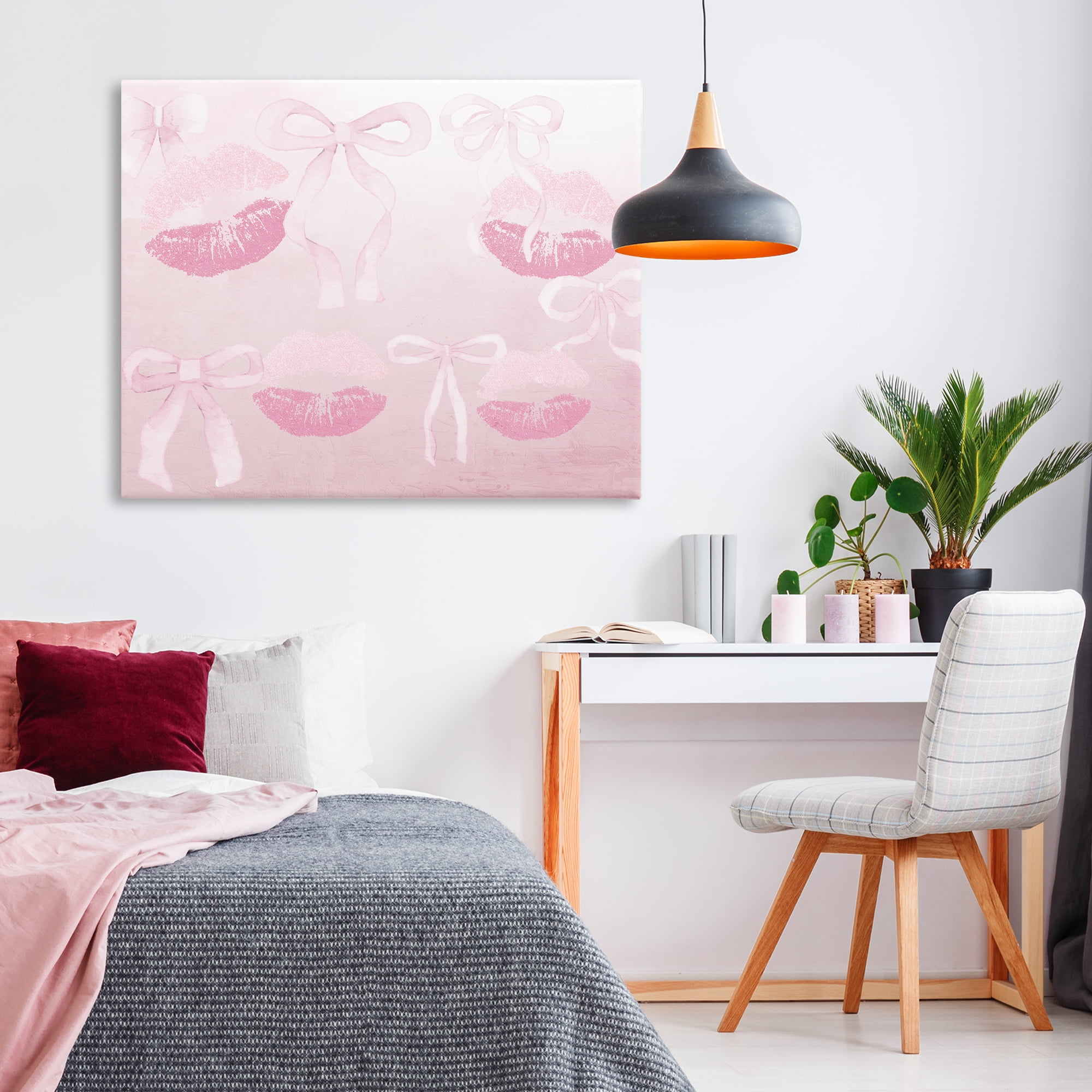 Dreamy Bows & Lips Canvas Wall Art, design by Kim Allen