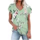 thumbnail image 1 of Camiseta de Manga Corta Suelta con Cuello en V Impresa, Blusa Casual para el Hogar Y el Uso Diario, 1 of 4