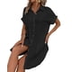 thumbnail image 2 of Vestido Túnica Holgado Informal de Verano para Mujer, de Algodón y , con Cuello en V, Botones y Corta, Color Negro, Talla XXL, 2 of 7