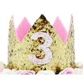 thumbnail image 2 of Diadema Aivtalk para bebé niña, corona de tercer cumpleaños, rosa, 2 of 5