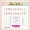 thumbnail image 4 of Glossy Press on Nails Medium Almond French Fake Nails, Pink Acrylic False Nails with Shimmer Effect and White Tip Design Glazed Artificial Nails for Women and Girls, 24Pcs Ombre Apricot 08-Pearlescen, 4 of 4