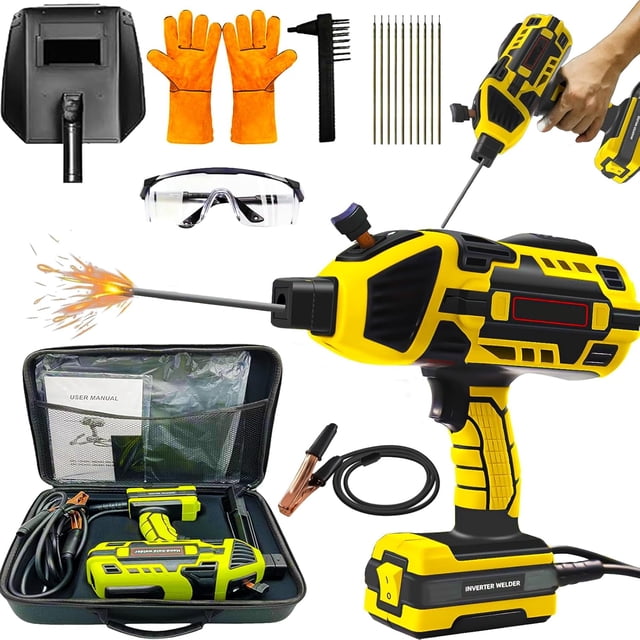 Sakerplus Welder, 6 Gears 20-120A Saker Portable Welding Machine, 110V Portable Welder Handheld with IGBT Inverter for 1/16"-1/8" Welding Rods (Yellow)