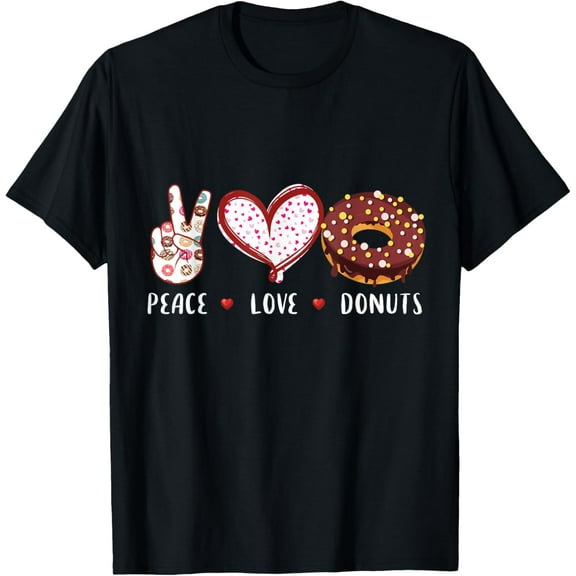 Peace Love donuts chocolate Doughnut men women kids boy girl T-ShirtMen's and women's pure cotton short-sleeved shirts