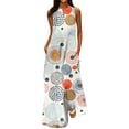 thumbnail image 2 of SMihono Robes Bohèmes d'Été Femmes Grande Taille Mode Femmes Décontracté Col en V Robes Imprimées Été Robe Sans Manches à Enfiler, 2 of 5