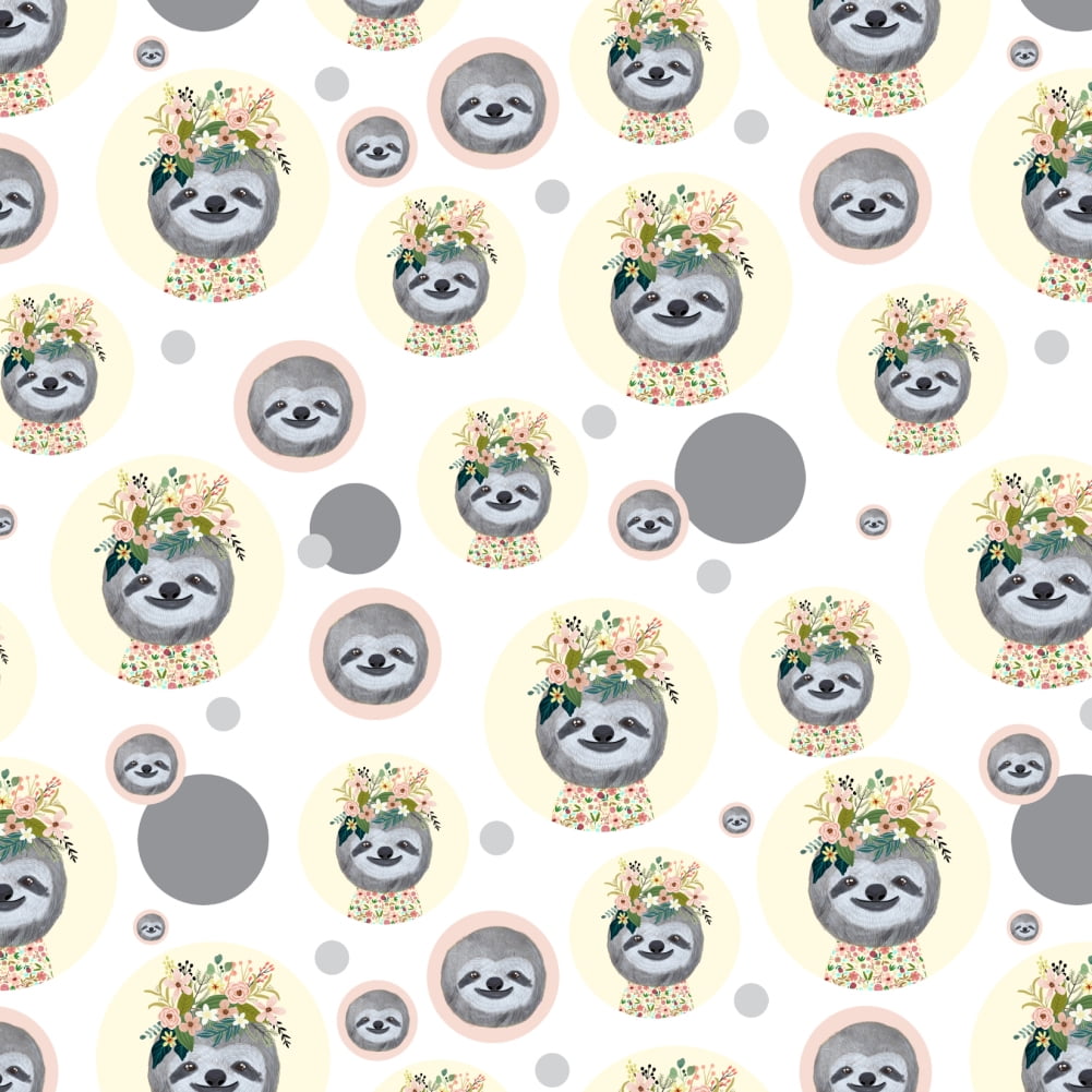 Happy Sloth Flowers in Hair Premium Gift Wrap Wrapping Paper Roll