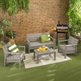 thumbnail image 2 of Juego de Muebles para Jardín, Set 4 Piezas, Sofá Doble, 2 Sillones y Mesa de Centro, Plástico Resistente RIMAX, 2 of 10