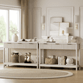 thumbnail image 2 of Aufeile 51" Console Table for Entryway, Fluted Entryway Table with 3 Storage Drawers and Open Shelf, Narrow Couch Sofa Table for Living Room Hallway Entrance Foyer, White Oak, 2 of 8