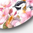 thumbnail image 3 of Designart 'Tea Cup Birds and Pink Flowers' Traditional Circle Metal Wall Art 11x11 - Disc of 11, 3 of 5