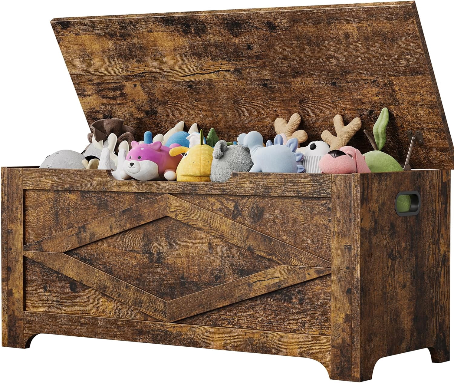 Garvee 39.4" Wooden Storage Chest with Safety Hinges, Large Storage Bench and Toy Box for Entryway, Living Room, or Bedroom, Easy to Assemble, Brown