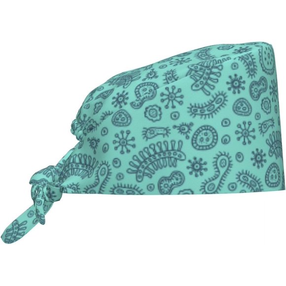 Working Cap Scrub Cap with Sweatband Adjustable Unisex Women Tie Back Hat Nurse Surgical Caps