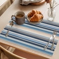 thumbnail image 3 of Blue Grey Beige Striped Placemats Set of 4 Farmhouse Vintage Stripe Place Mats Indoor Wipeable Table Mats Washable Cloth Dining Table Placemats for Kitchen Holiday Party Home Decor 13x19 Inch, 3 of 9