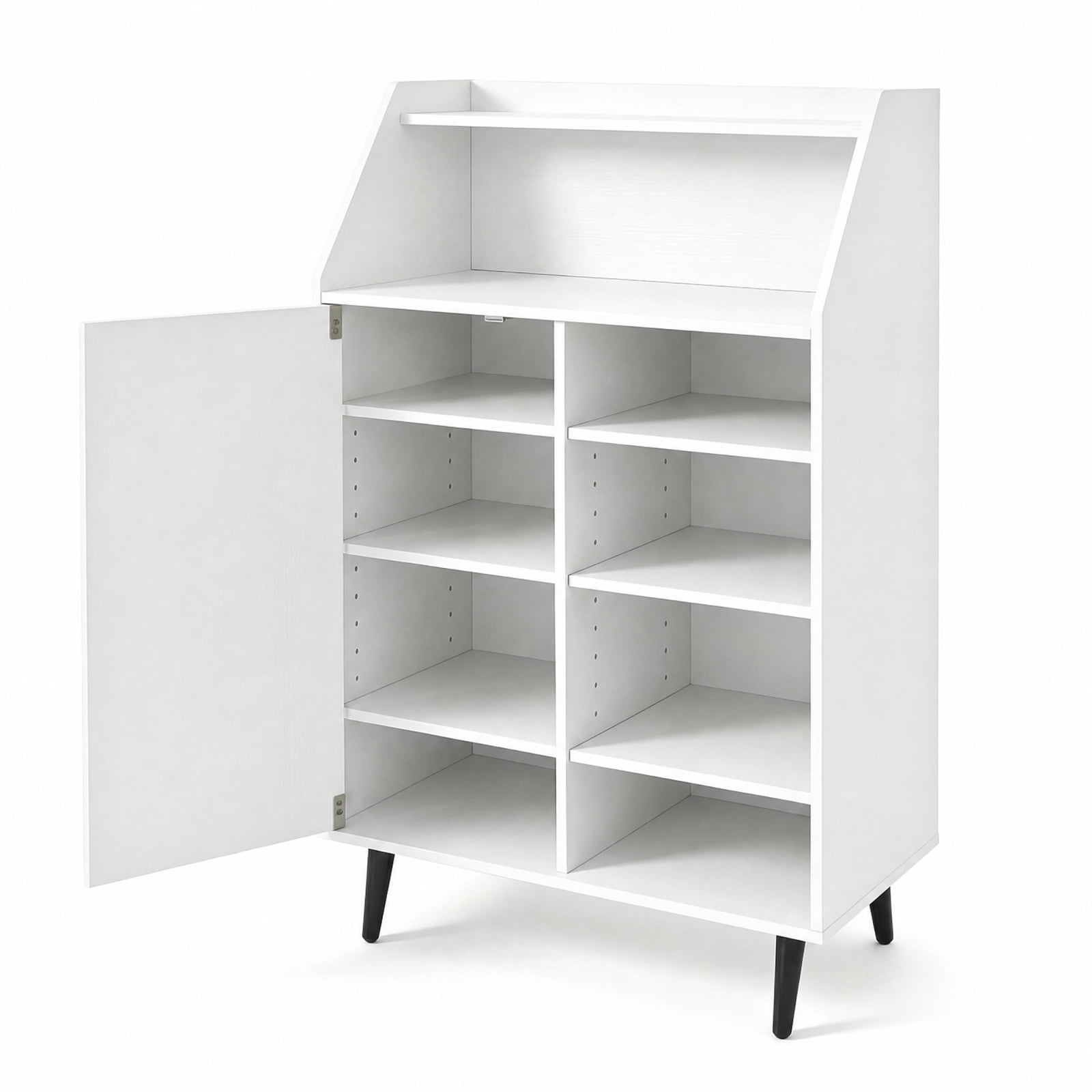 Furnibear Shoe Storage Cabinet with 2 Tier Open Compartment and 4 Tier Adjustable Shelf for Entryway Living Room Closet Bedroom, White