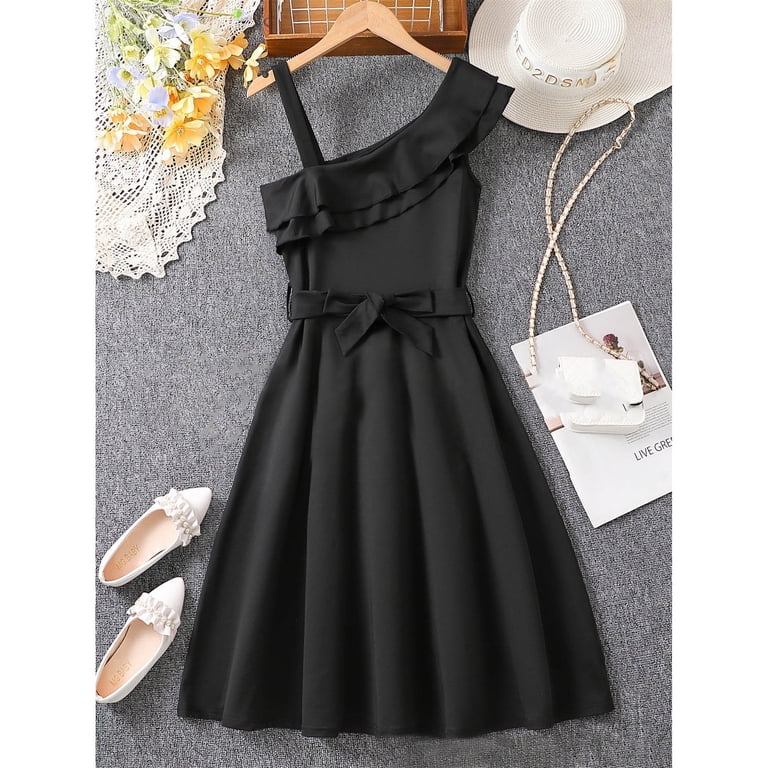 Ruyang Girls One Shoulder Slim A-Line Dress Elegant Wedding Dresses Ruffle Sleeveless Suspender Princess Dress Prom Gown - Walmart.com Ruyang Girls One Shoulder Slim A-Line Dress Elegant Wedding Dresses Ruffle Sleeveless Suspender Princess Dress Prom Gown - Walmart.com
