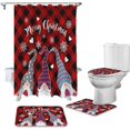 thumbnail image 2 of FMSHPON Christmas Gnome 4 Piece Bathroom Set Shower Curtain Bath Rug Contour Mat and Toilet Lid Cover, 2 of 8