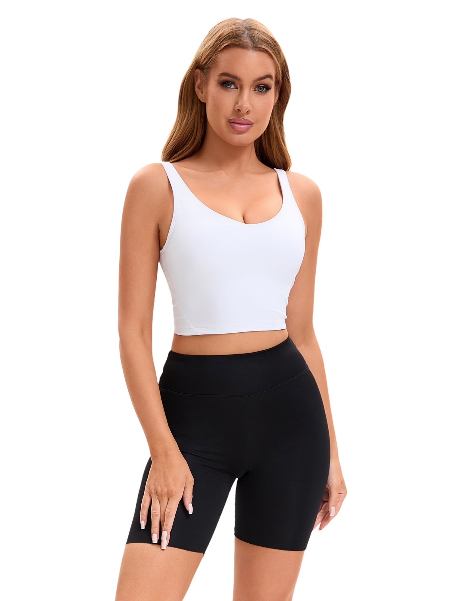 DARING DIVA Sports Bra Medium Support Workout Longline Yoga Tank Top M White