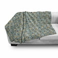 thumbnail image 2 of Floral Soft Flannel Fleece Throw Blanket, Continuous Flowers Pattern Vintage Look Calm Tones Illustration, Cozy Plush for Indoor and Outdoor Use, 50" x 60", Pale Teal Pale Brown, by Ambesonne, 2 of 5