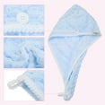 thumbnail image 5 of Hair Drying Towel Dry Cap Cloud Grid Shape Lightweight for After Bath Drying Hair Coral Fleece Blue, 5 of 7