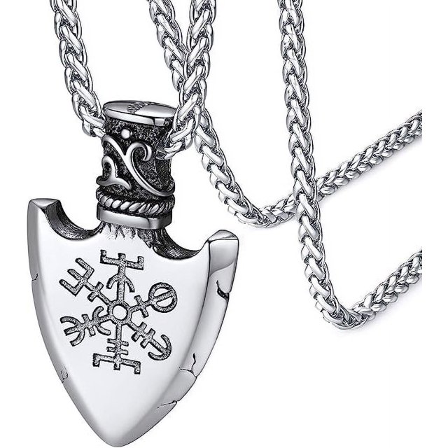 1 pieza Joyería vikinga personalizada para hombres Runa nórdica Vegvisir Brújula/Yelmo de asombro/Colgante de etiqueta Odin Acero inoxidable/Chapado en oro/Negro Cadena de amuleto nórdico Regalos de cumpleaños Sincero Electrónica