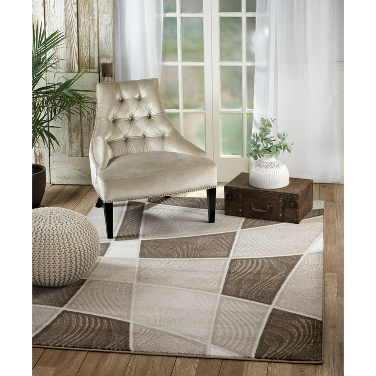 Rio Collection - Beige Abstract Premium Area Rug by Rug and Decor 2x3 Scatter  Rug 