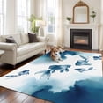 thumbnail image 3 of Navy Blue Fish Area Rugs Collection 5'x8', Nautical Coastal Summer Ocean Modern Art Non Slip Indoor Rectangle Throw Runner Rug Floor Mat Carpet for Living Room Dining Table Bedroom Nursery, 3 of 9