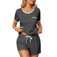 thumbnail image 3 of UVN Pajamas Sets for Women 2 Piece Lounge Set Short Sleeve Tops and Shorts Soft Pj Set Sleepwear Loungewear, 3 of 9