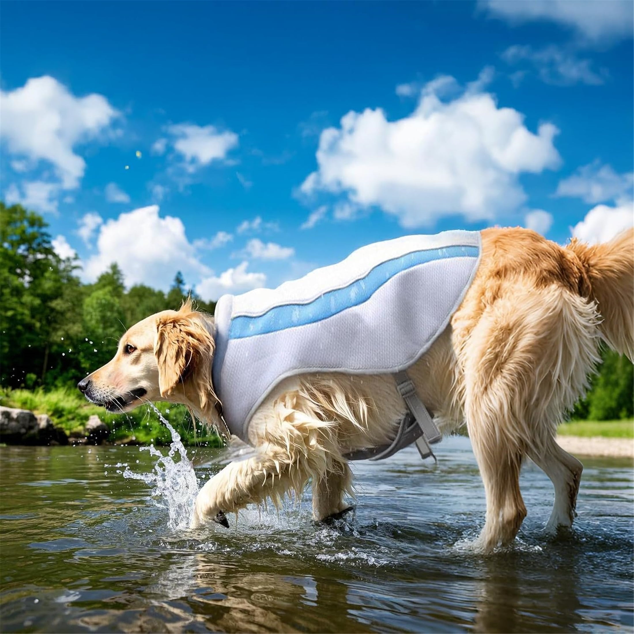 HQREA Dog Cooling Vest for Large Dogs, High-tech Dog Ice Harness, Hiking/Camping Gear