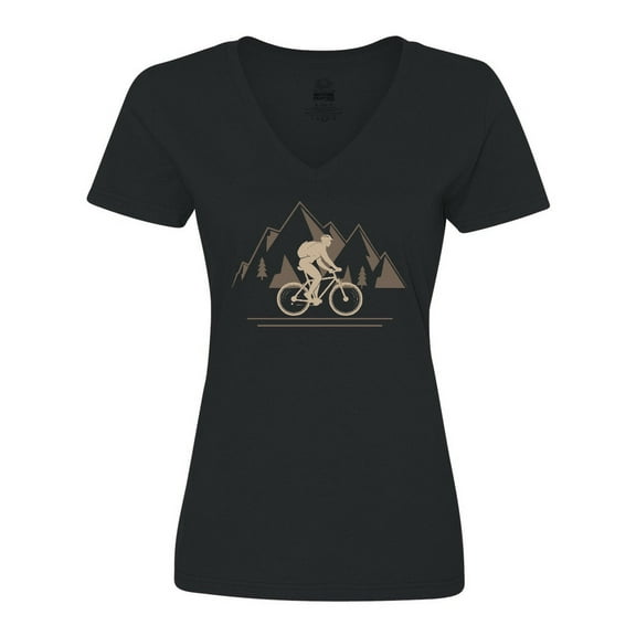 Inktastic Mountain Biking Adventure Women's V-Neck T-Shirt