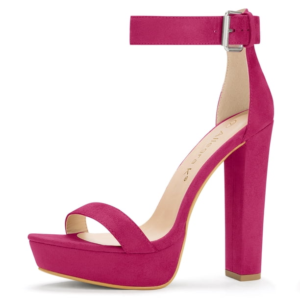 Sandalias De Plataforma Con Correa De Tobillo De Tacón Alto De Mujer Rosa caliente 37