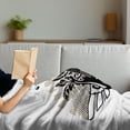 thumbnail image 3 of Guitar Soft Flannel Fleece Blanket, Geometrical Elements Stripes Swirls Dots Lines and Musical Notes Rock and Roll, Cozy Plush for Indoor and Outdoor Use, 60" x 80", Tan Black White, by Ambesonne, 3 of 5