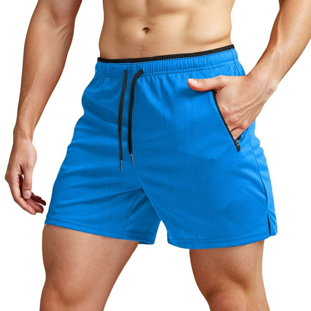 Men's Running Shorts with Zipper Pockets Gym Athletic Workout 5" Shorts for Men