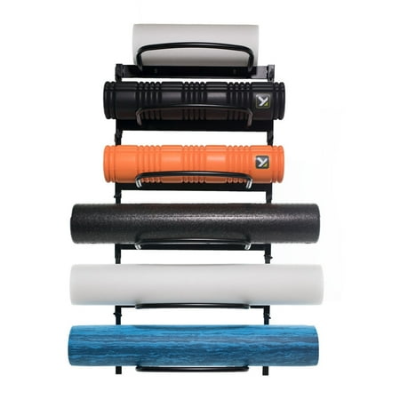 Power Systems Economy Wall Rack, 6-Roller Yoga Mat Wall Storage & Foam Roller Holder